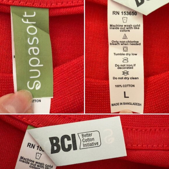 Snowman Holiday Shirt Size Large Cotton Red Winter Supasoft Long Sleeve Tee Top - Picture 3 of 7